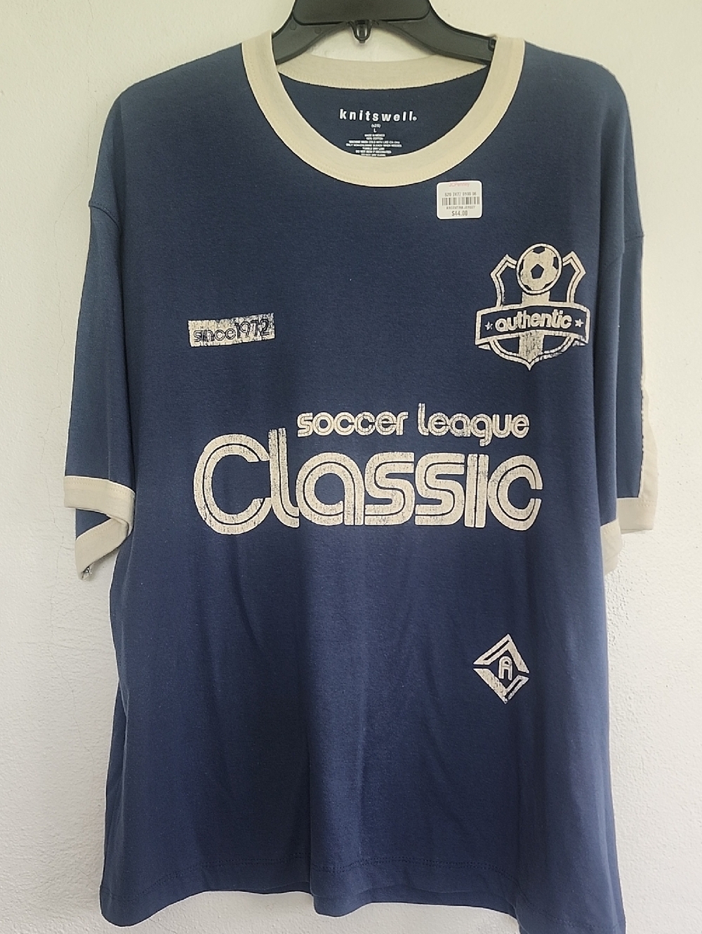 Knitswell Classic Soccer League Ringer Tee - Navy ARGENTINA